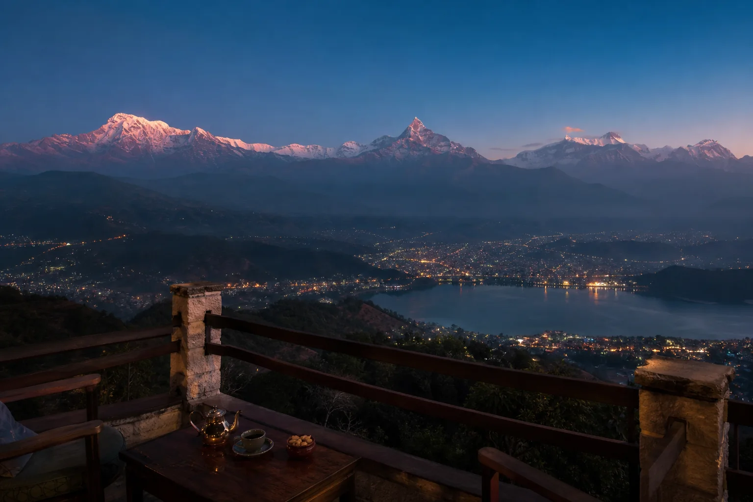 Illustrative route view for Pokhara to Sarangkot Overnight